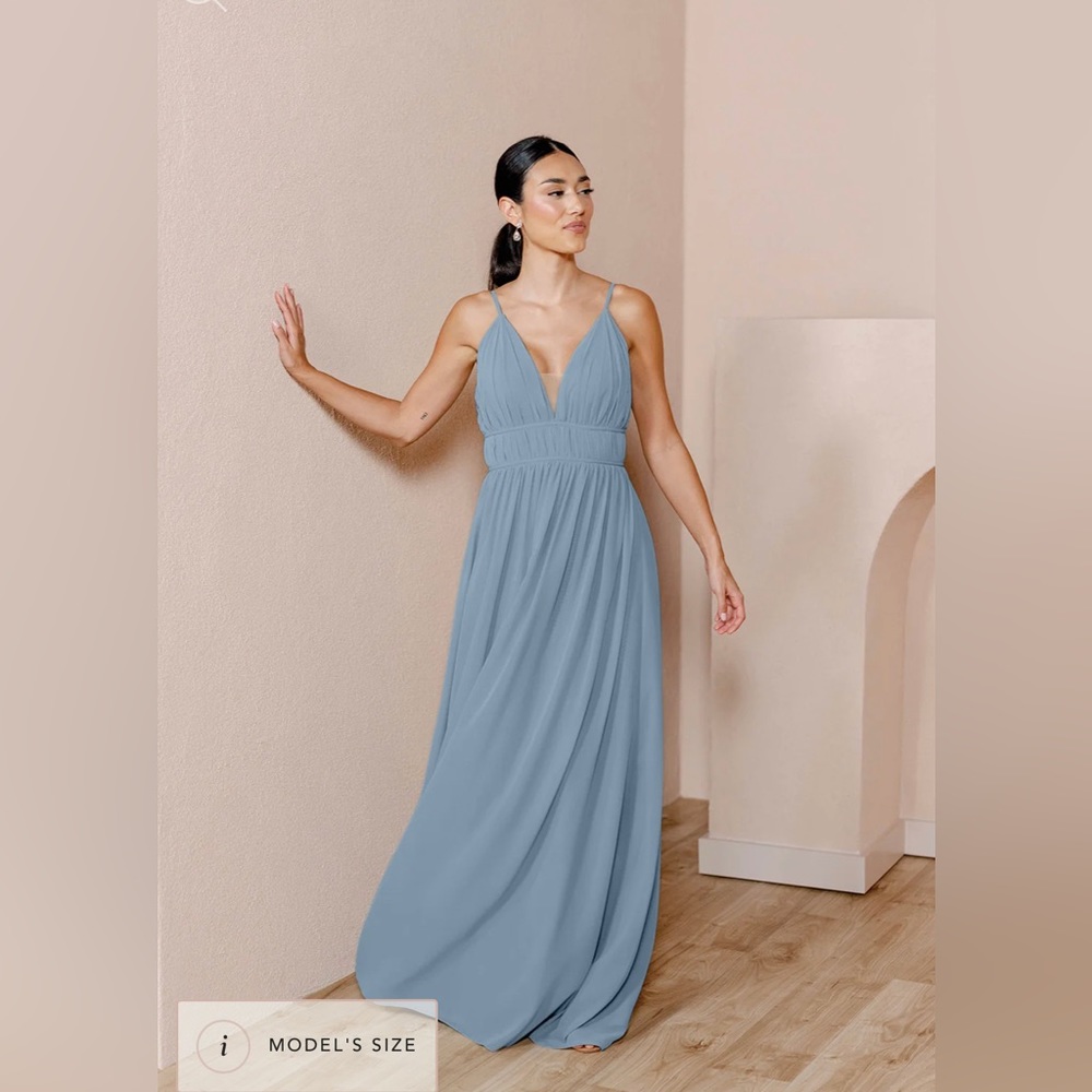 Revelry French Blue Alma Chiffon Bridesmaid Dress